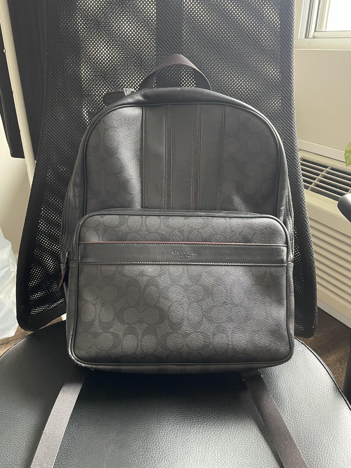 Coach backpack signature design canvas leather thumbnail