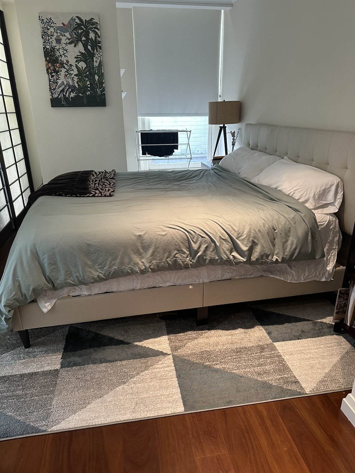 Cream Upholstered King Bed Frame - photo 2