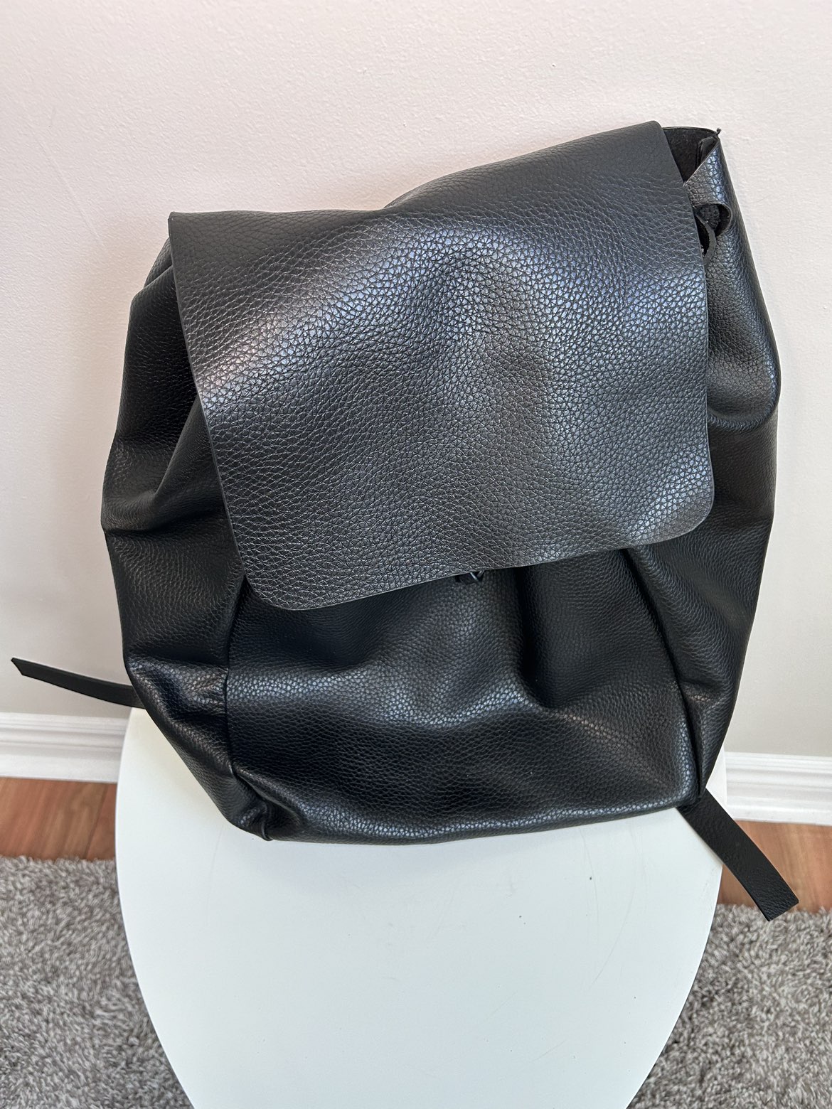 Zara Black Leather Backpack