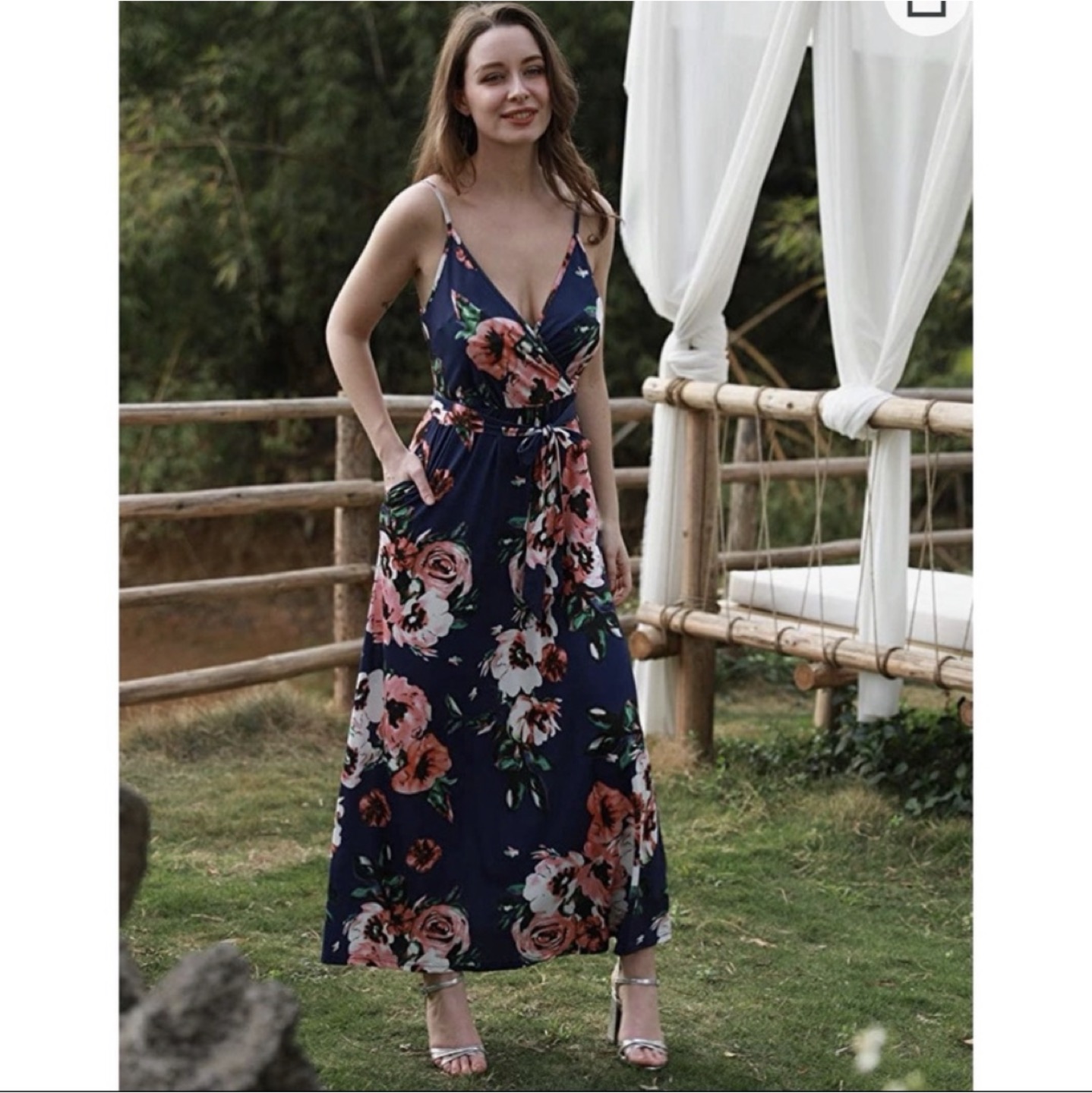 NEW Navy Floral Maxi Dress image indicator(3)