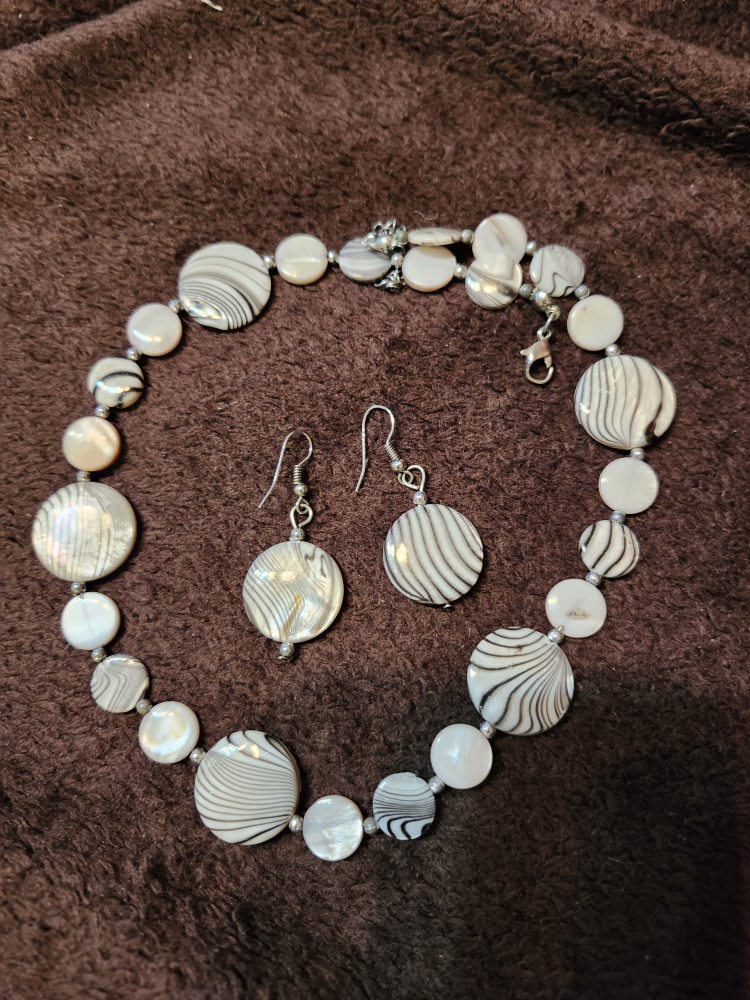 shell necklace and earrings