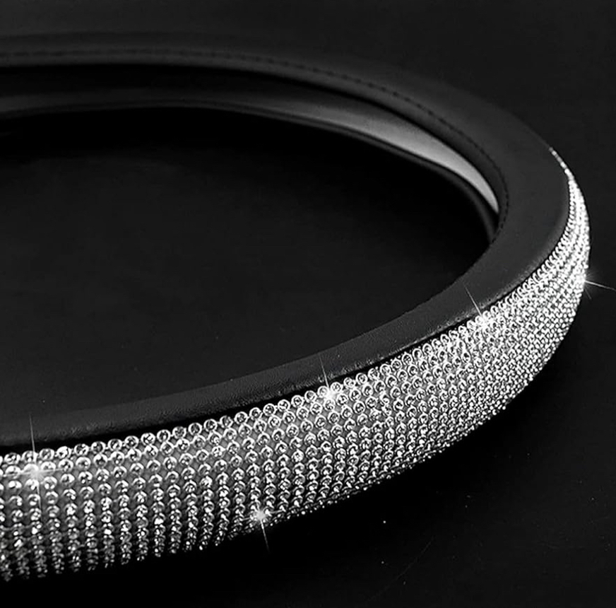 Diamond Leather Steering Wheel Cover with Crystal - photo 2