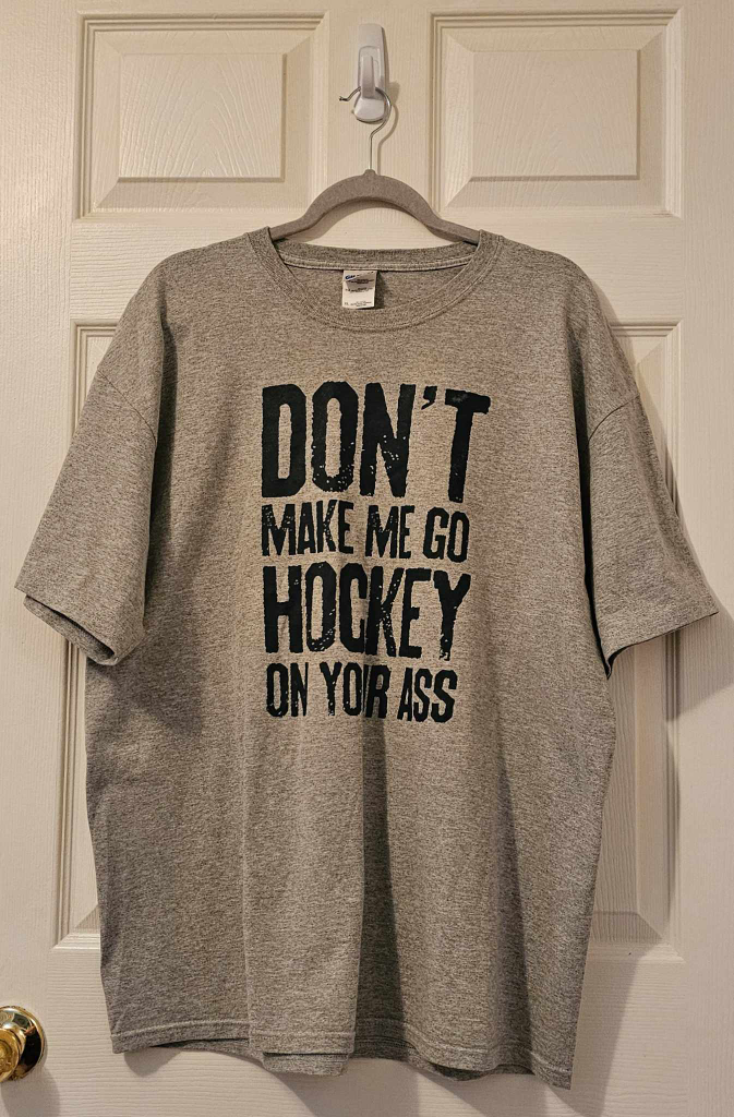 Grey Gildan Men's "Hockey" Graphic T-Shirt thumbnail