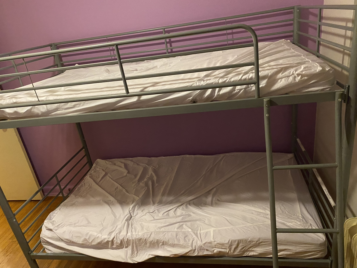 Selling Mainstays Twin over Twin Convertible Bunk Bed in Silver