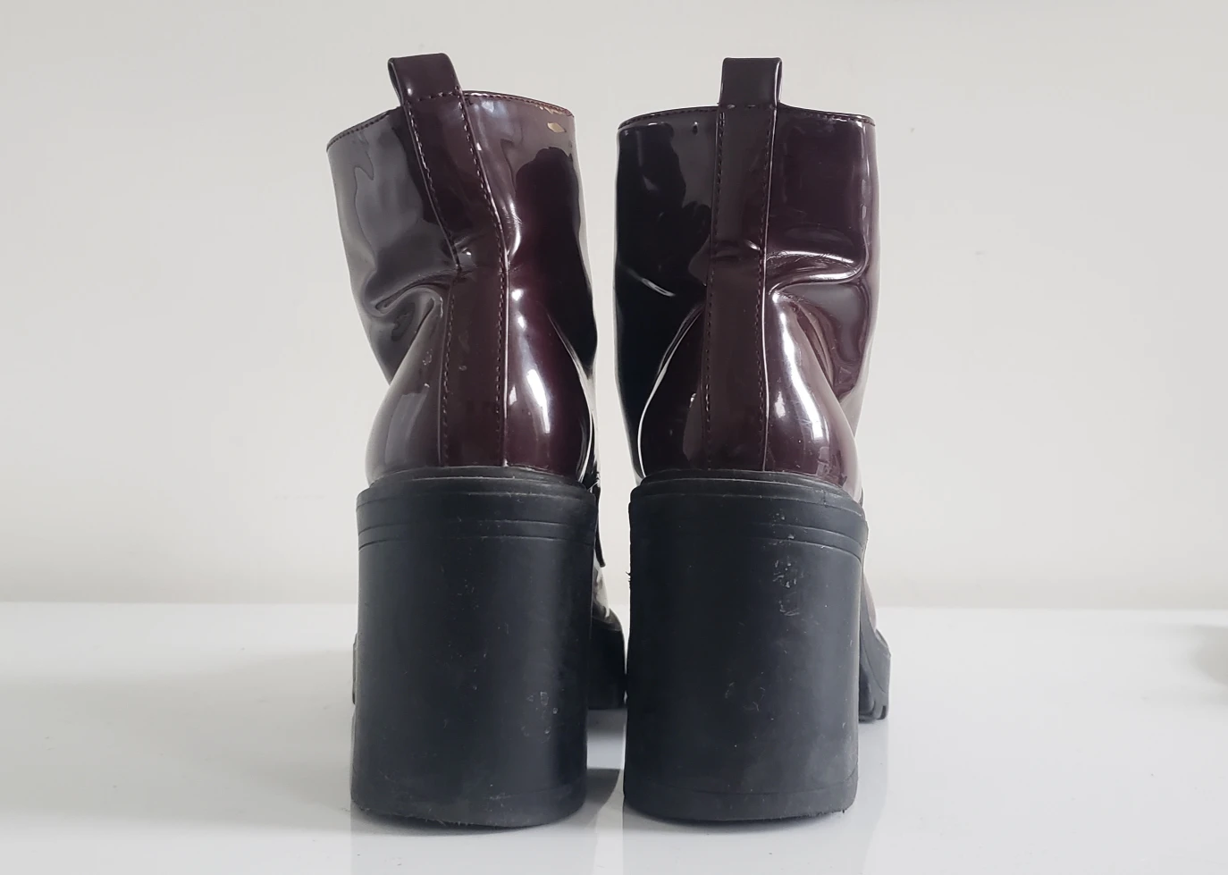 Burgundy Lug Sole Chunky Heel Boot - Size 7 - photo 4