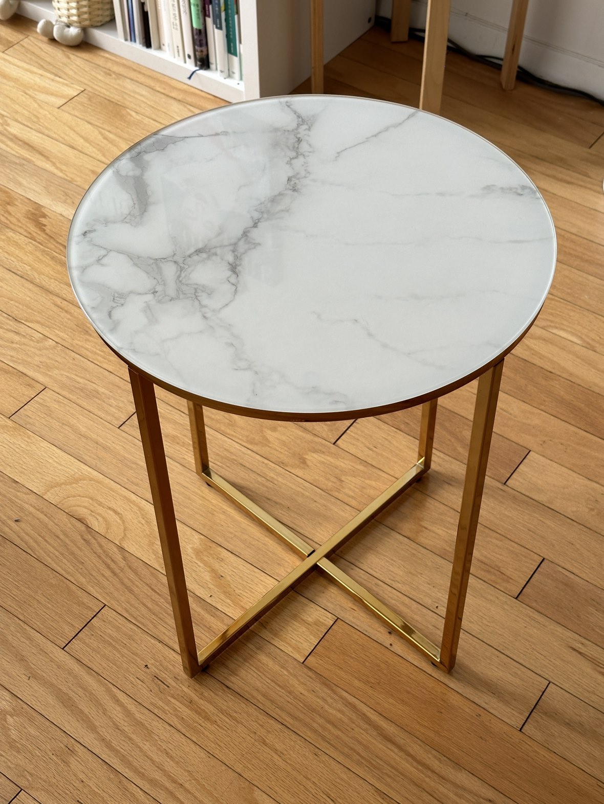 Marble pattern Glass Top End Table