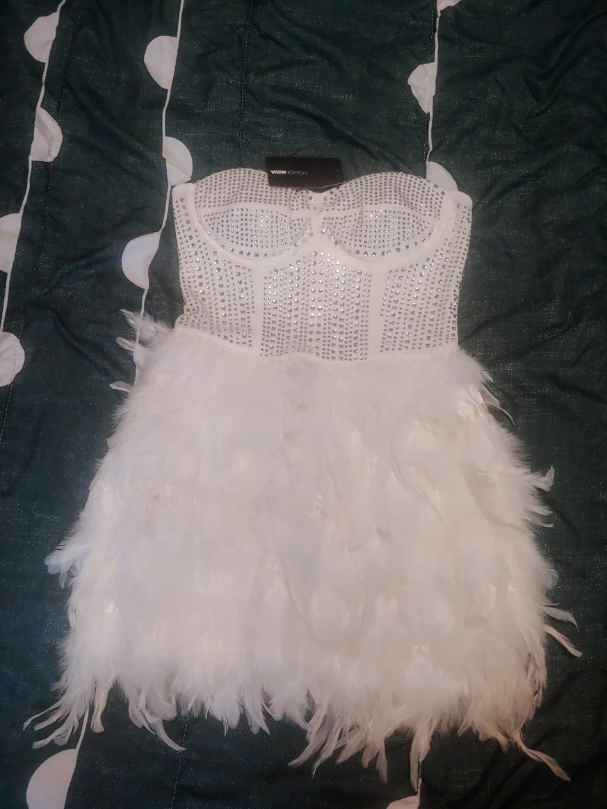 Fashion Nova-Secret gossip feather dress - photo 5