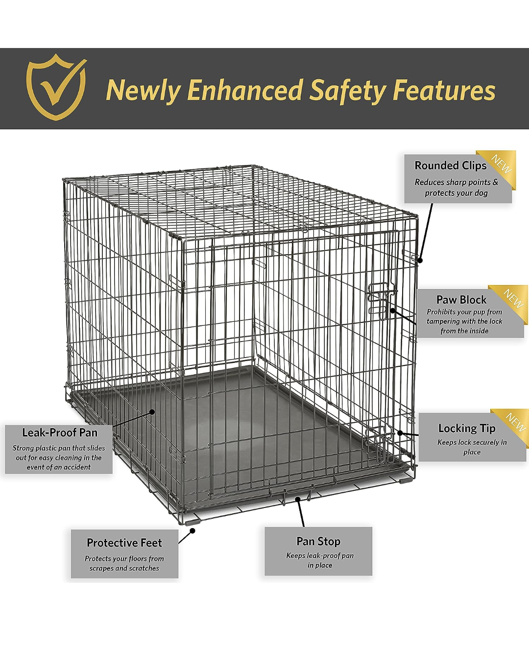Folding metal dog crate- large 48" image indicator(3)