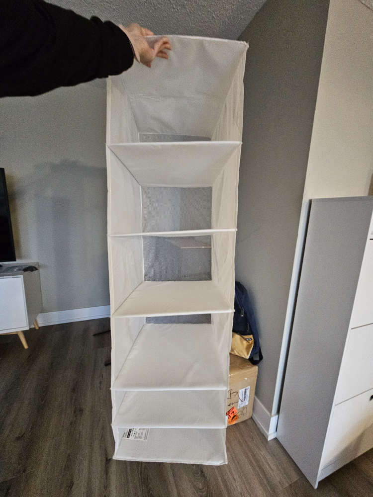 6 Shelves Hanging Organizer with Drawers, White thumbnail