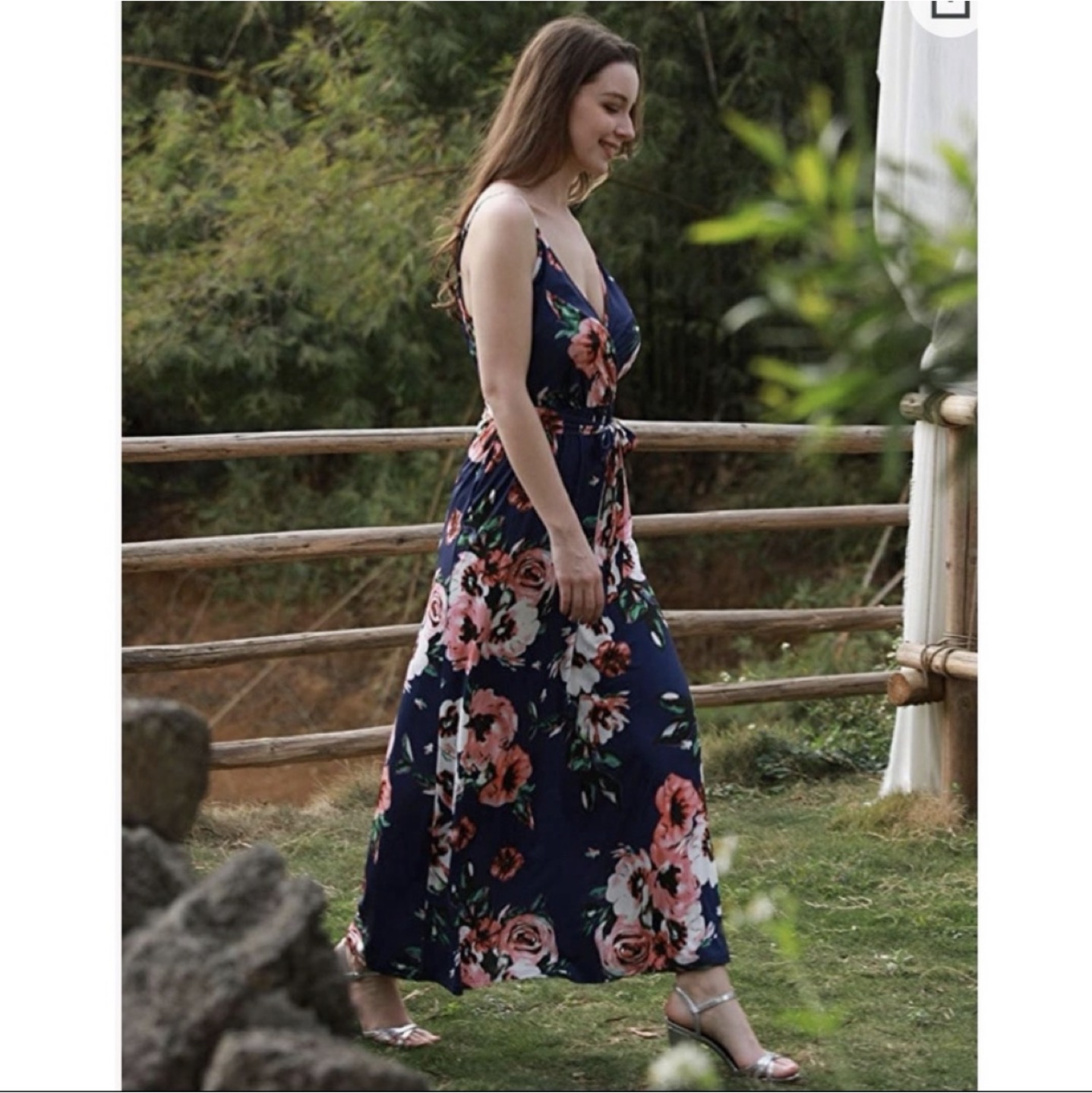 NEW Navy Floral Maxi Dress image indicator(4)