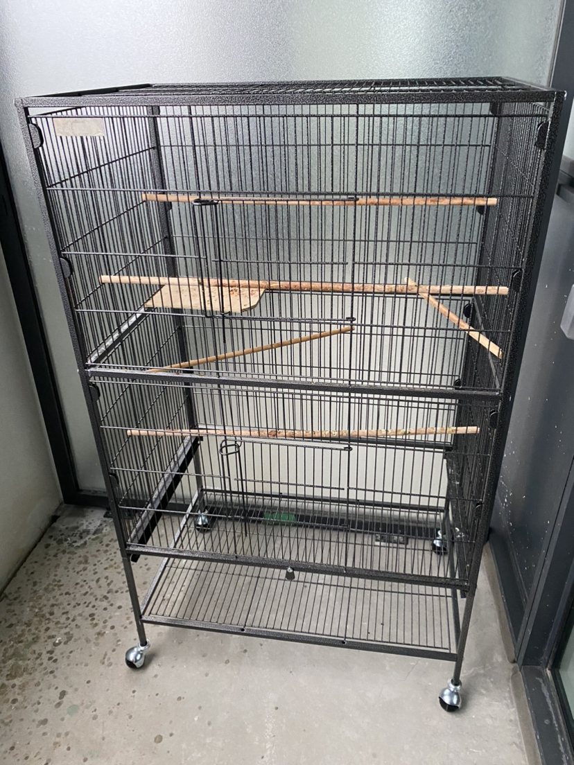 Bird cage - dark metal large on wheels great shape image indicator(4)