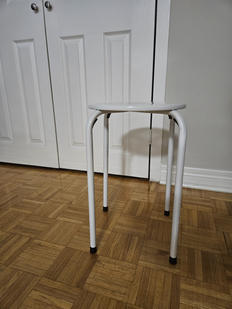 $ MOVING SALE $ White Metal Stool thumbnail