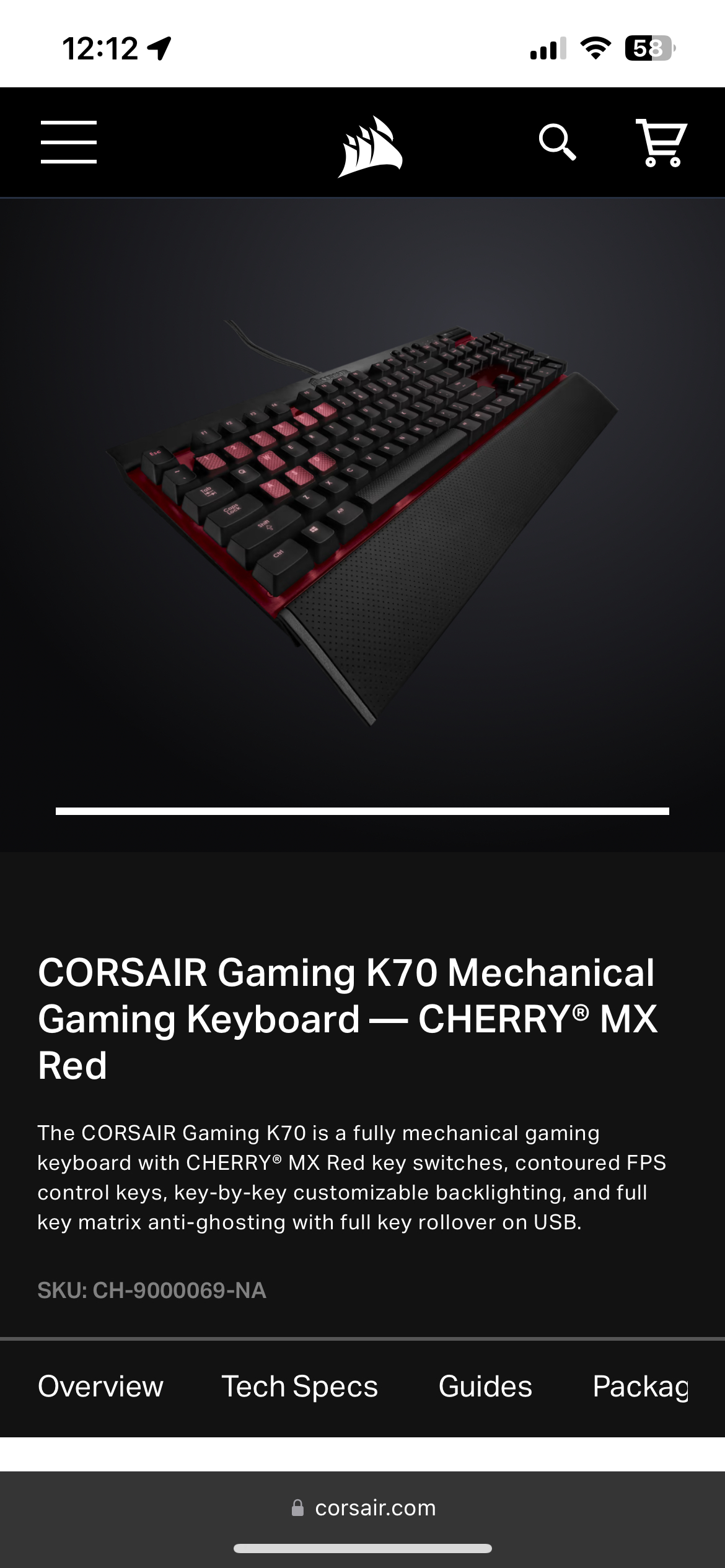 Corsair K70 Mechanical Gaming Keyboard, Red LED, Cherry MX Red - photo 3