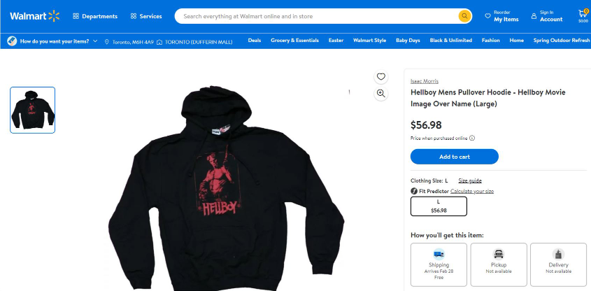 Hellboy Hoodie - Officially Licensed Movie Merchandise - NEW thumbnail