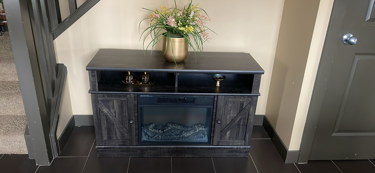 Tv stand with electric fire place