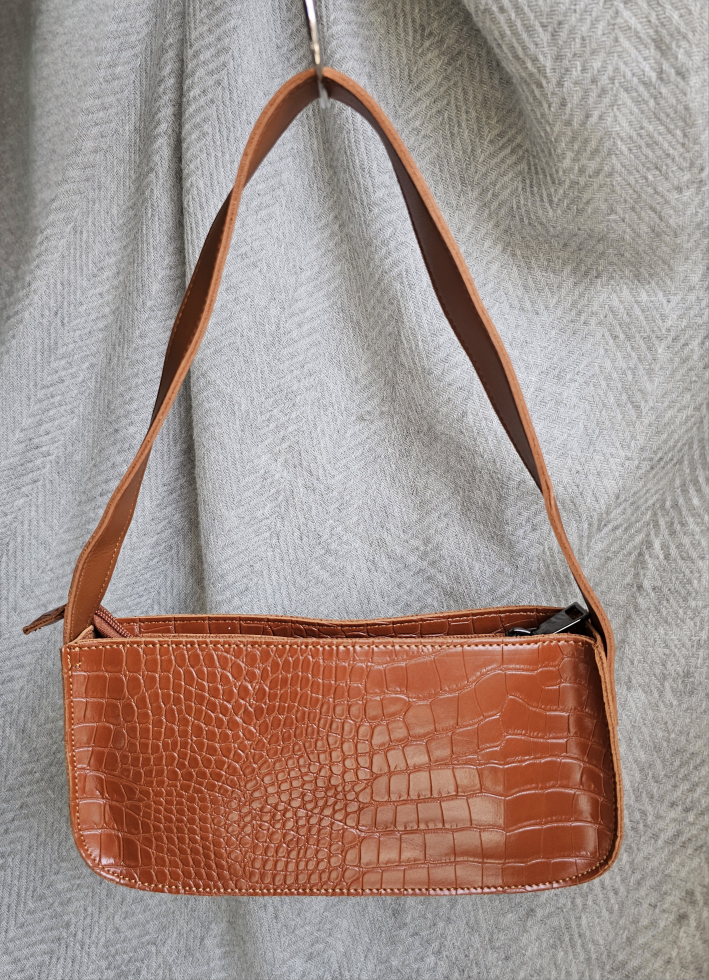 Claudia Canova Light Brown /Copper Faux Alligator Shoulder purse image indicator(2)