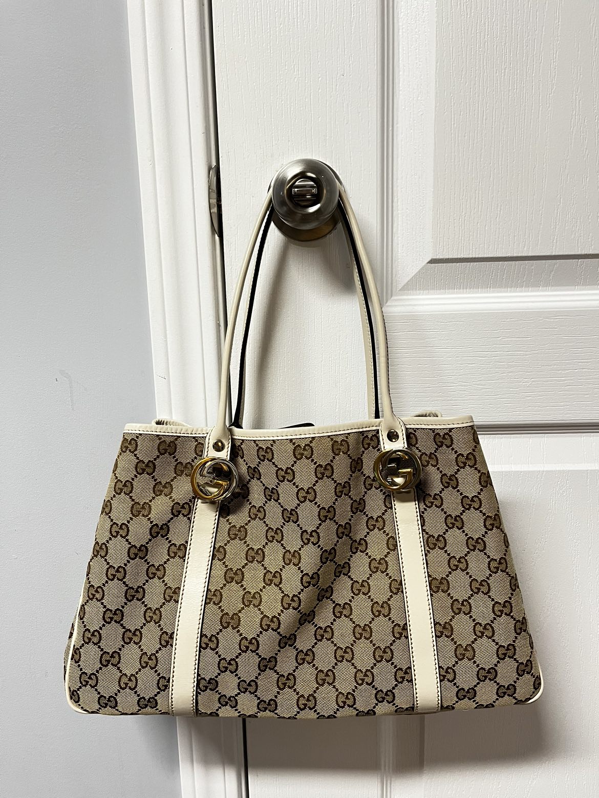 Gucci Twins canvas beige shoulder bag thumbnail
