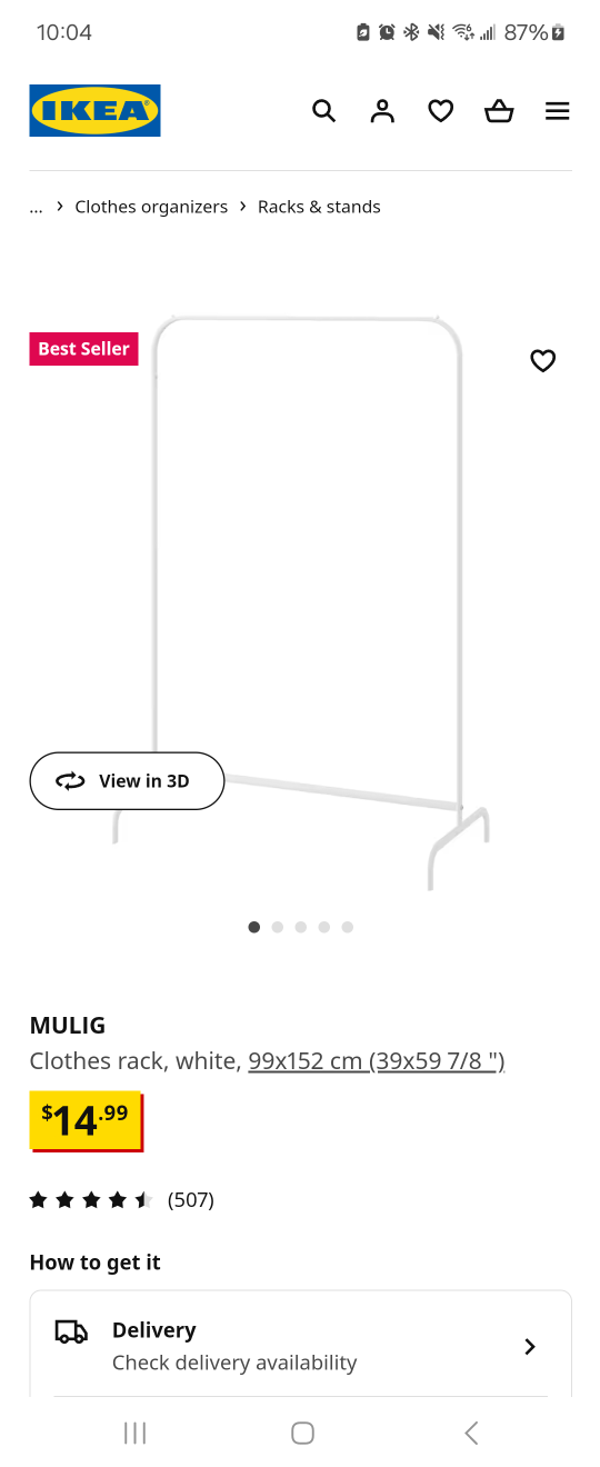 Clothes rack, white thumbnail
