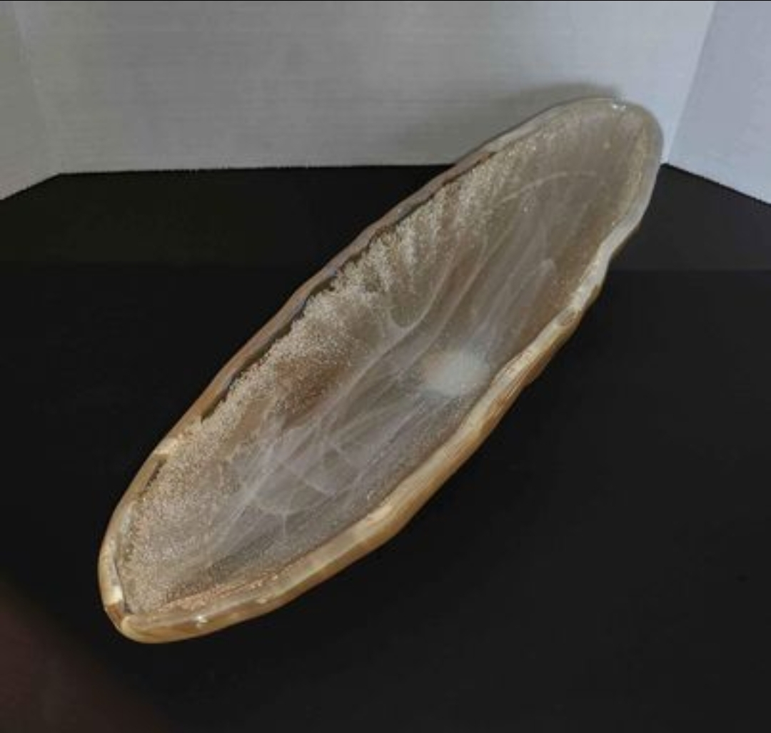 Iridescent Golden Dish, 19" long, Originally contained Candle - photo 4