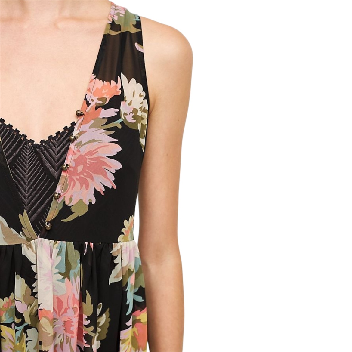 Anthropologie Maeve Black Floral Violetta Dress Size Medium image indicator(8)