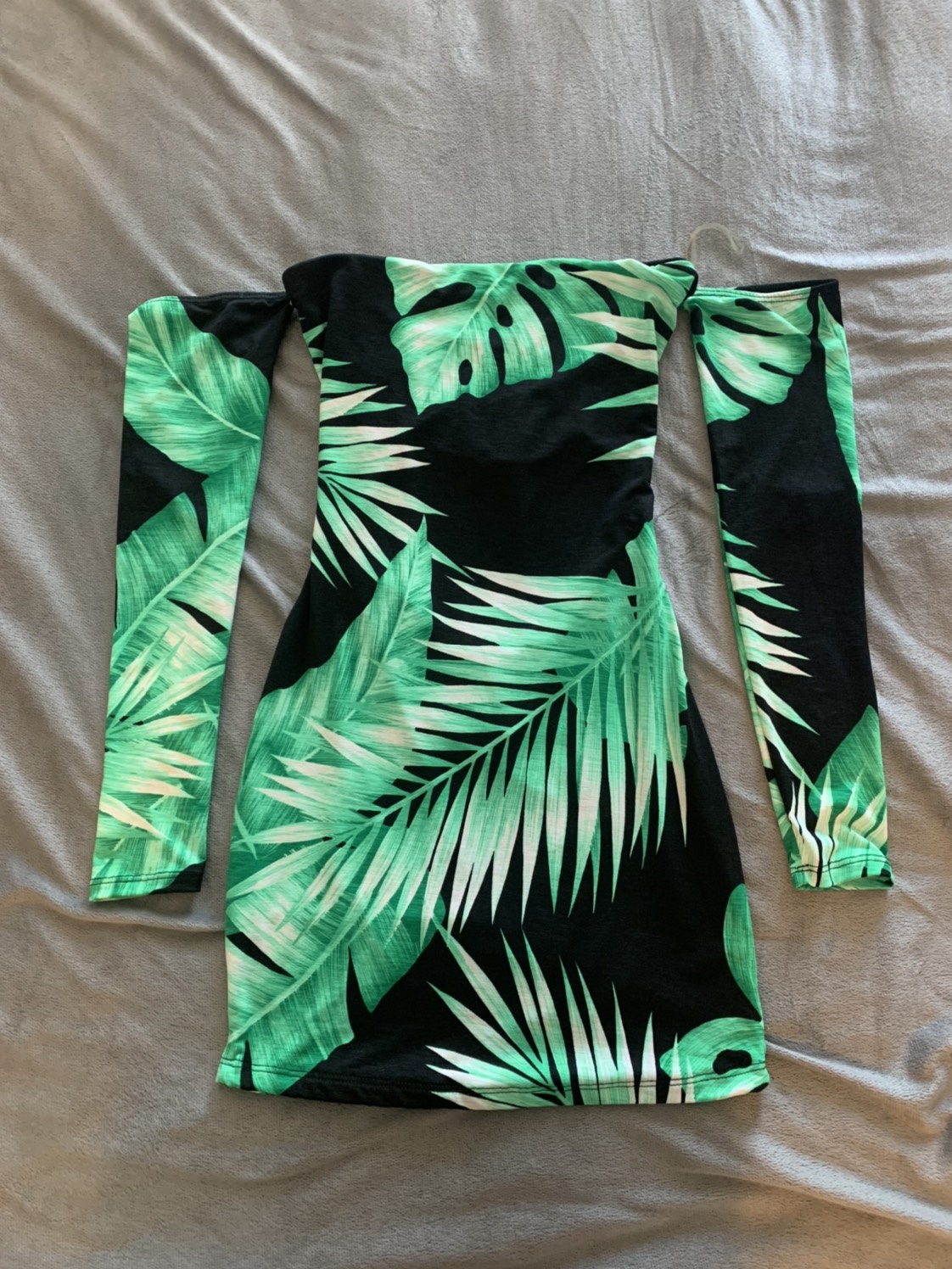 Open back palm tree mini dress. thumbnail