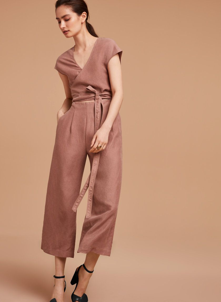Aritzia Wilfred Brax Jumpsuit in Nutmeg brown wide leg sz 00 - photo 3
