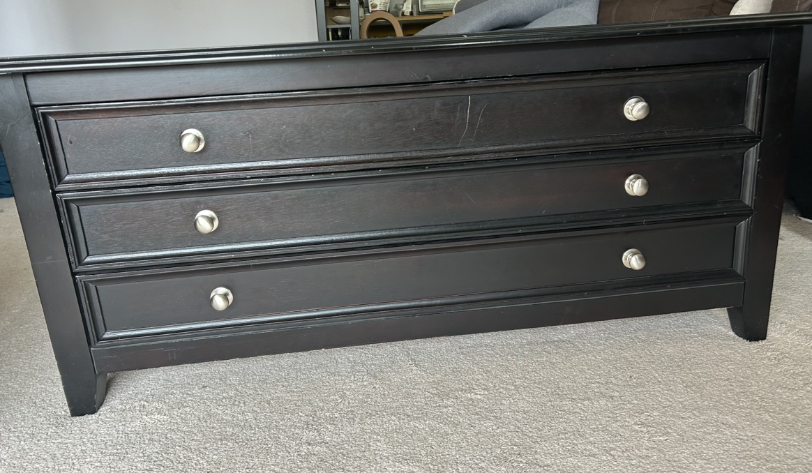Coffee table solid wood with Cedar drawers.