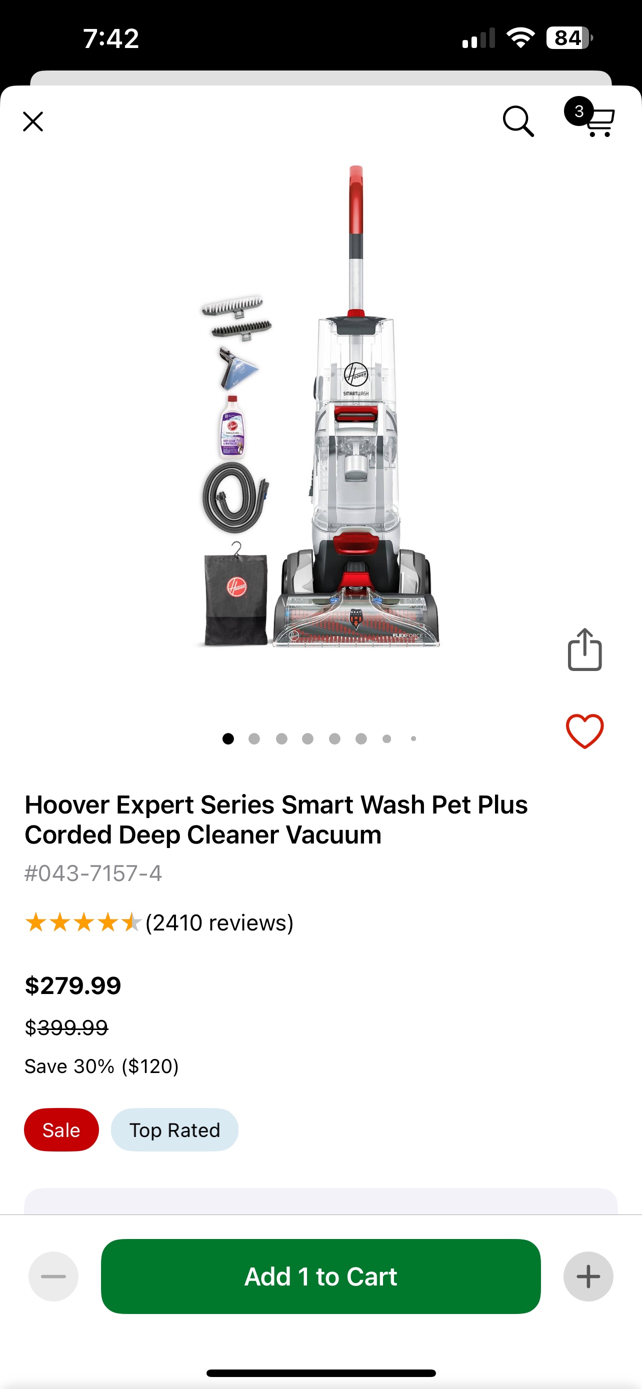 Carpet cleaner vacuum