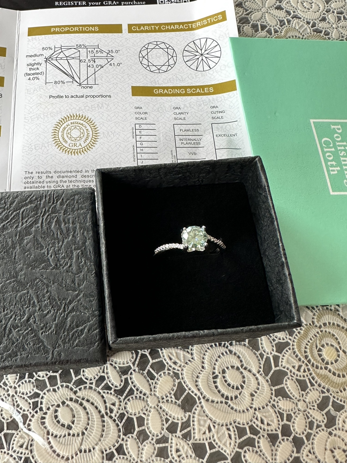 1ct Moissanite Promise Ring 925 Sterling Silver Adjustable Ring - photo 3