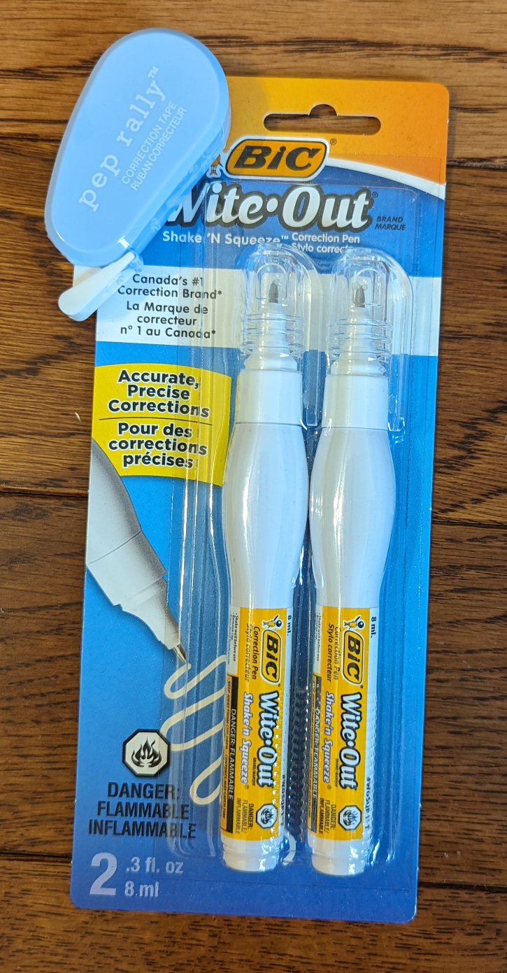 Wite Out Pens and Correction Tape