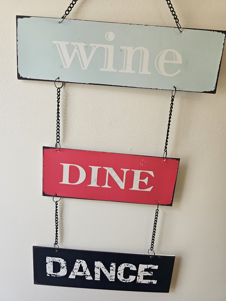 Wine Dine Dance Kitchen Home Wall Hanging Decor image indicator(2)