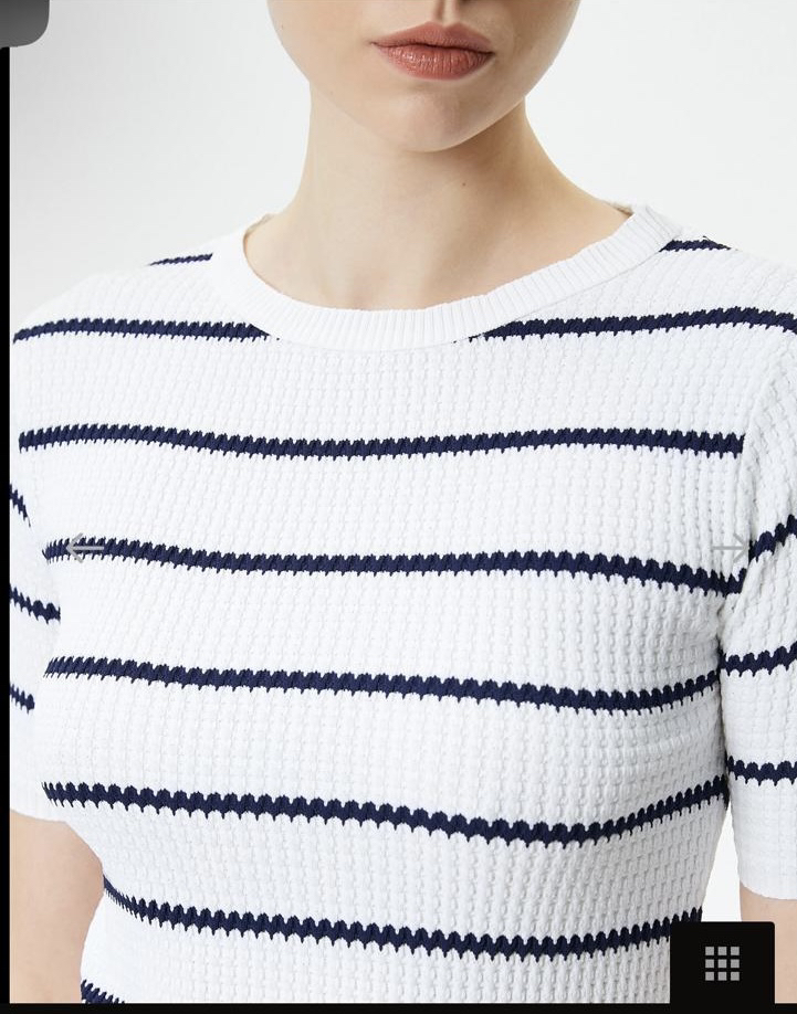 🧡Knit blouse, short sleeve, white image indicator(2)