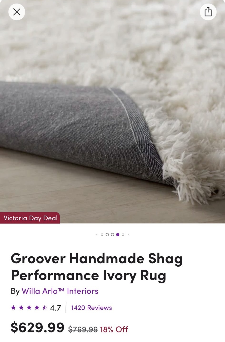 Shag Area Rug Ivory - photo 5