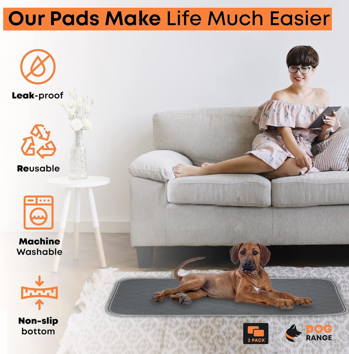 Washable dog training pads 2 pk L image indicator(2)