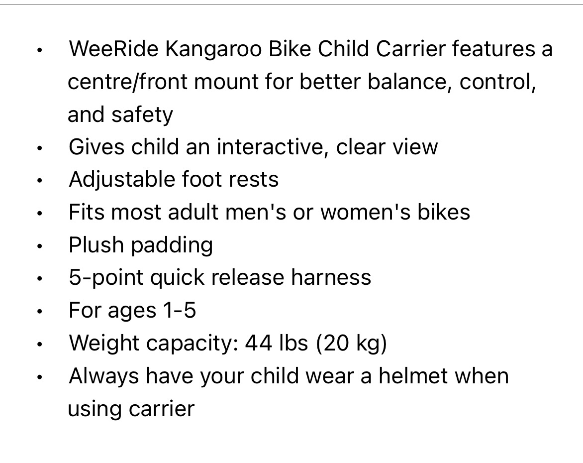Child bike carrier image indicator(8)