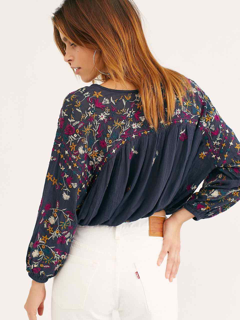 Free People “Wild Flowers” blouse • size M • indigo image indicator(8)