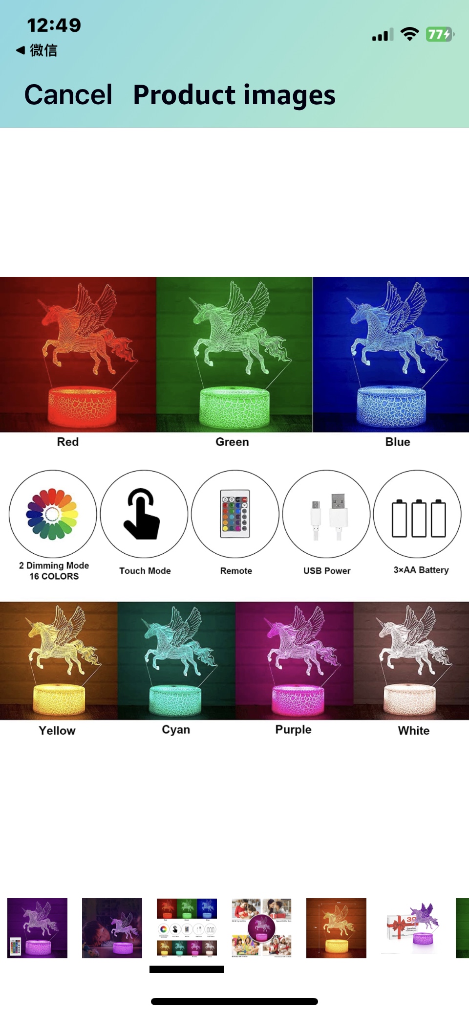 Unicorn Night Light for Kids, 3D Night Lights with Remote image indicator(4)