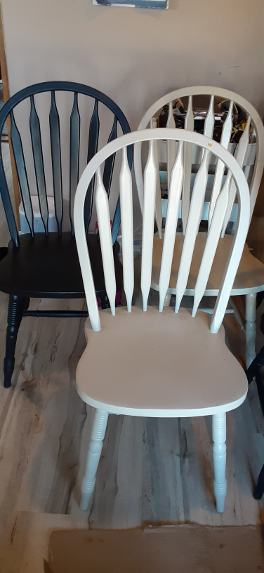 Solid wood kitchen Table with leaf and five chairs - photo 4