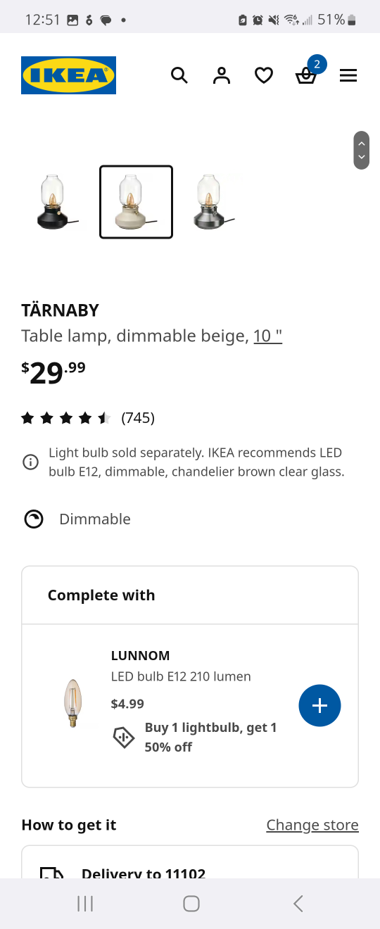 IKEA Bedroom Table Lamp Tarnaby - photo 3