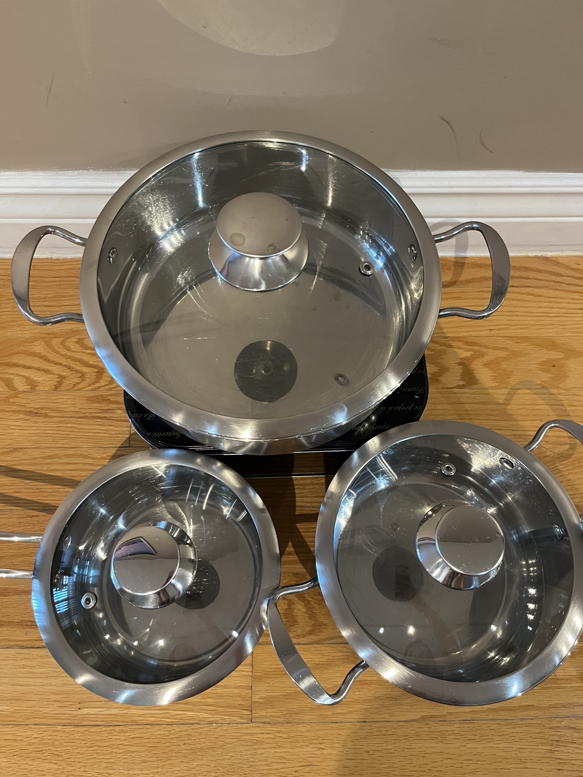 Stainless steel cookware set, 6 piece electric and gas cooktops - photo 3
