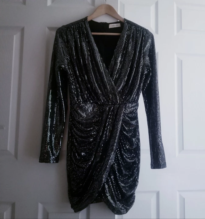 Black with Silver Sequins Glamorous Party Dress image indicator(2)
