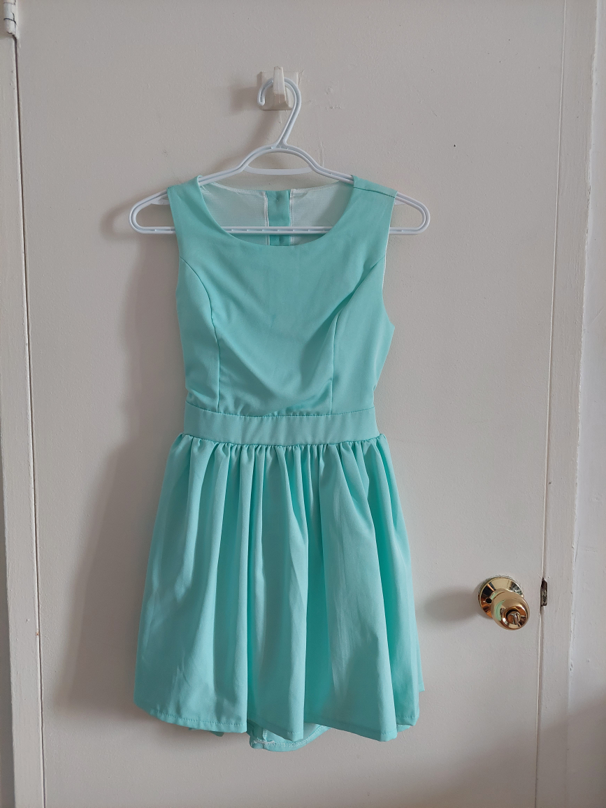 Mint Green Mini Summer Dress bow ribbon - photo 3