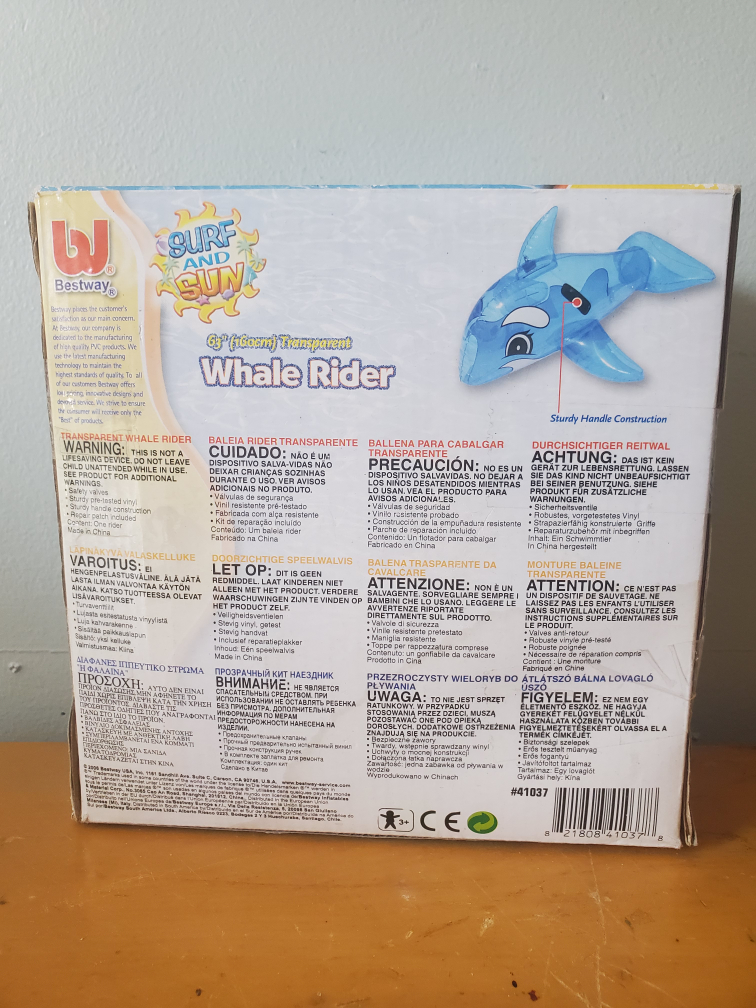 Surf and Sun Whale Rider Inflatable Pool Toy Transparent 160cm image indicator(2)