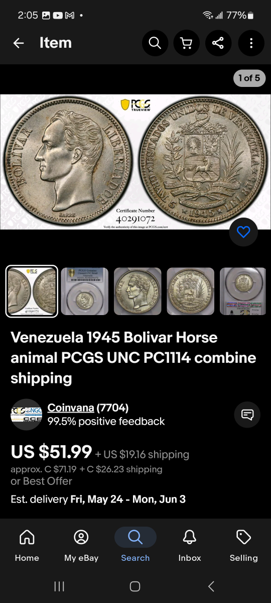 Old 1929 Silver Venezuelan Coin - photo 4