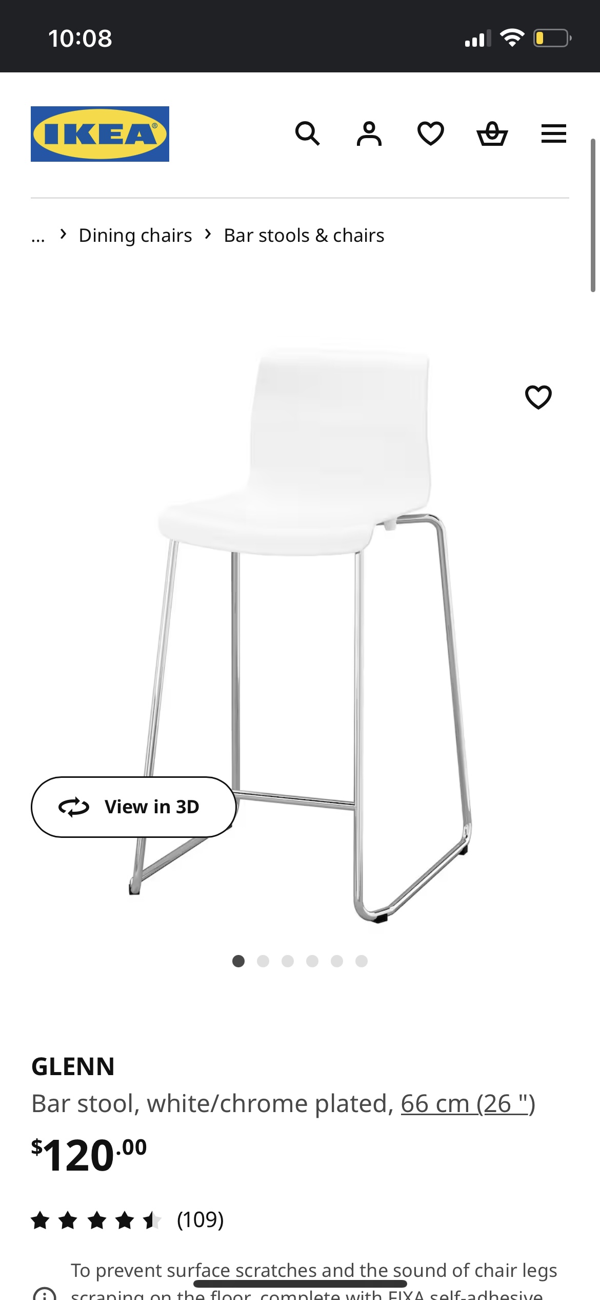 White Bar Stool (IKEA) - photo 4