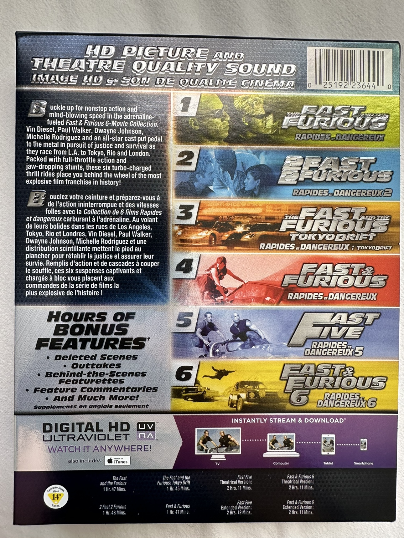 Fast & Furious 6-Movie collection Blu-Ray & Digital HD - photo 2