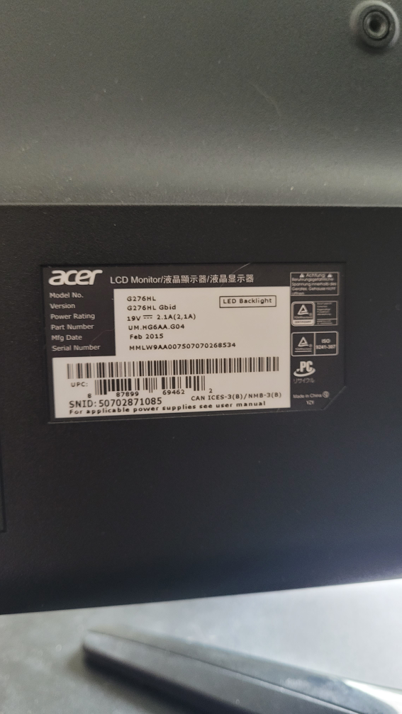 acer 27" g276hl monitor - photo 3