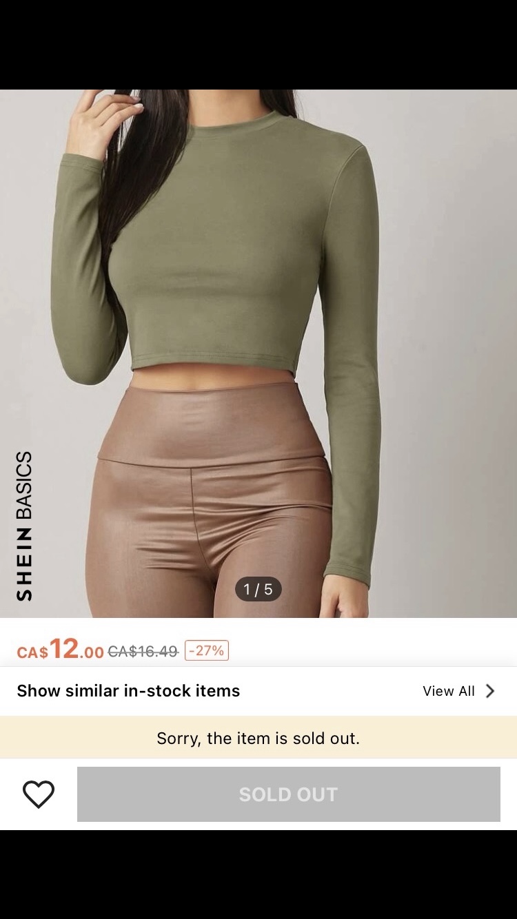 Shein Women’s Army Green Cotton Crop Top Shirt Size XL 👚💚 image indicator(7)