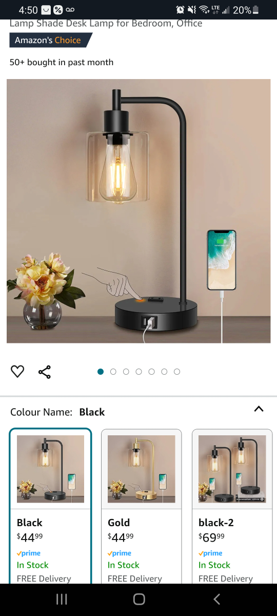 2 touch lamps black USB ports thumbnail