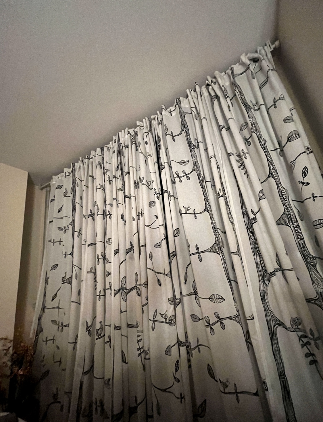 IKEA black and white pattern curtains thumbnail